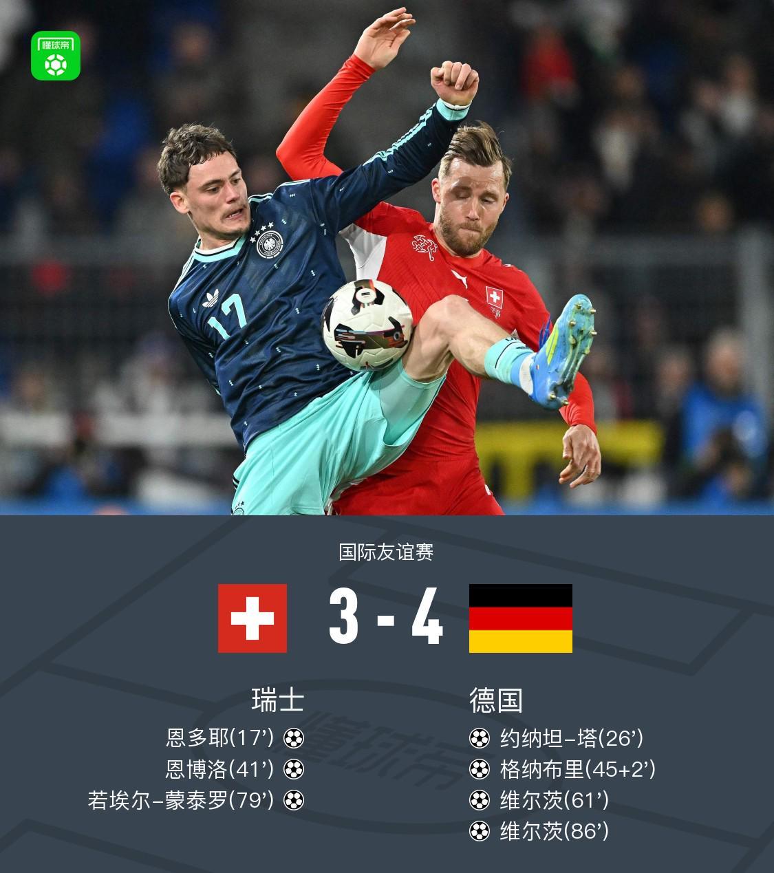 世界杯比赛直播软件-德国4-3逆转瑞士，维尔茨世界波+两射两助，格纳布里破门